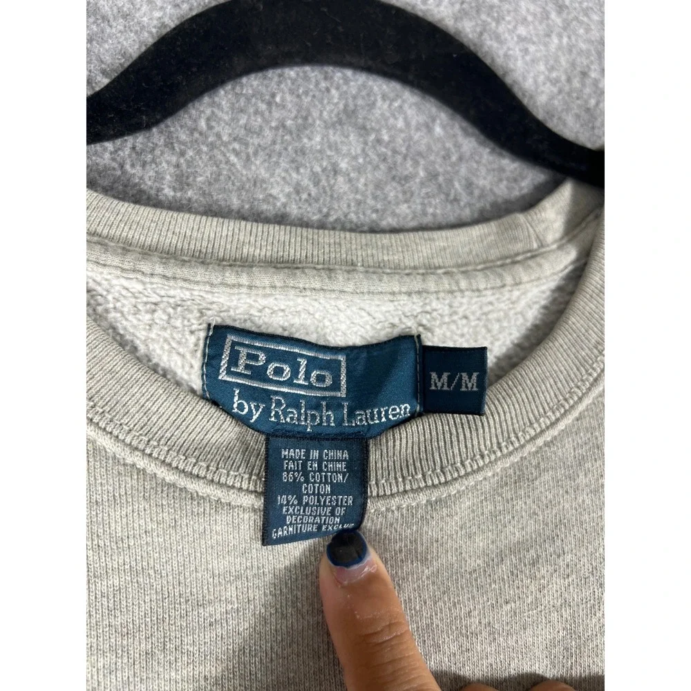 Polo Ralph Lauren Sweatshirt Men M Gray Pony Fleece Pullover Crewneck Minimalist